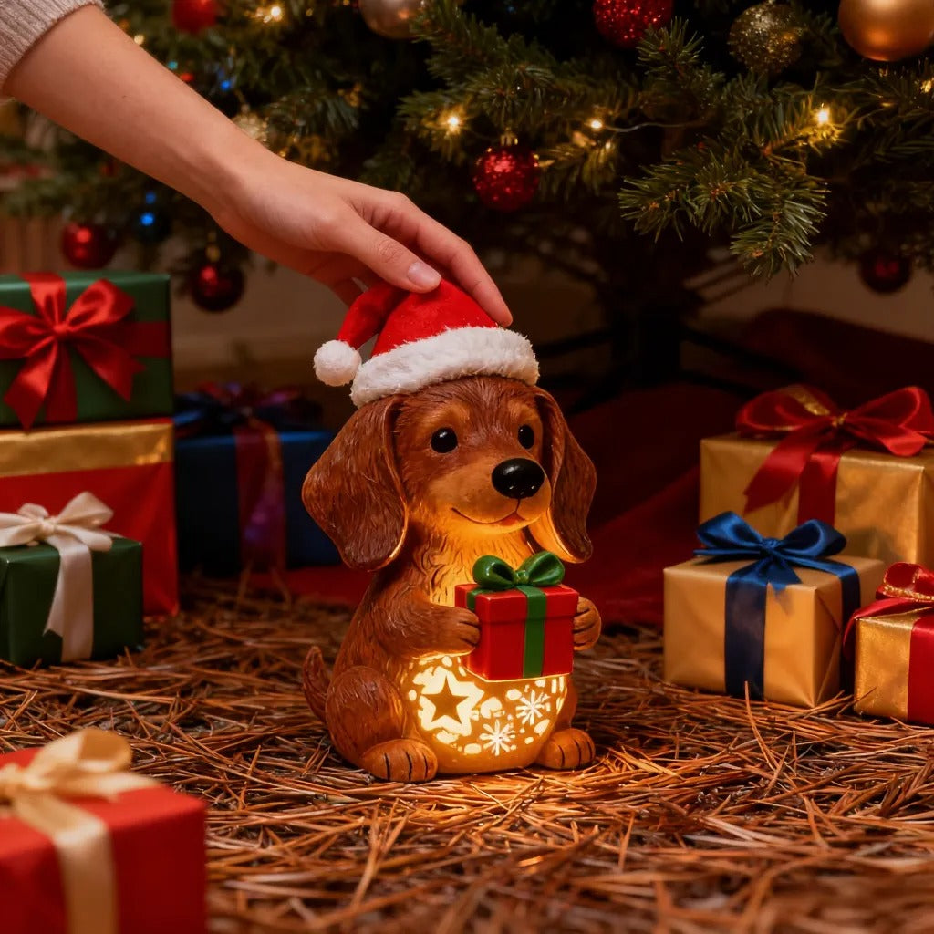 Light-Up Christmas Dachshund Figurine