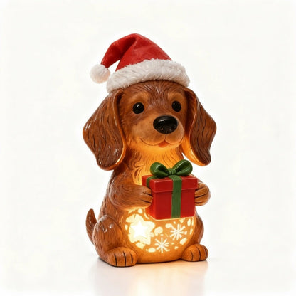 Light-Up Christmas Dachshund Figurine