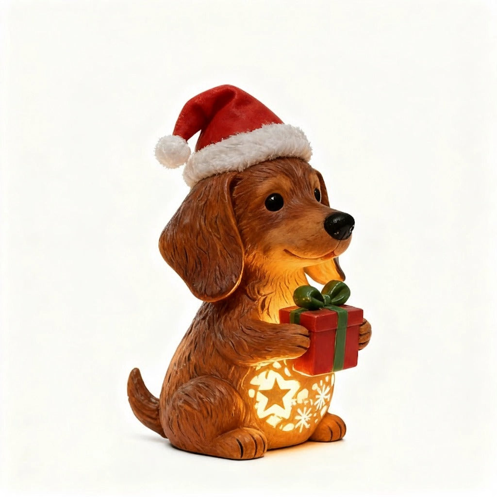 Light-Up Christmas Dachshund Figurine