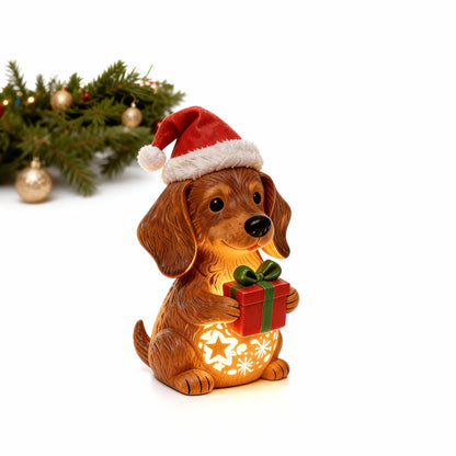 Light-Up Christmas Dachshund Figurine